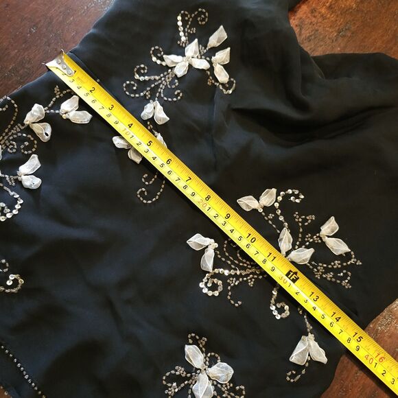 Vintage Kaufmann’s Silk Beaded Black Top Ribbon Beaded Formal Evening Shell Sz 8 - Picture 5 of 10